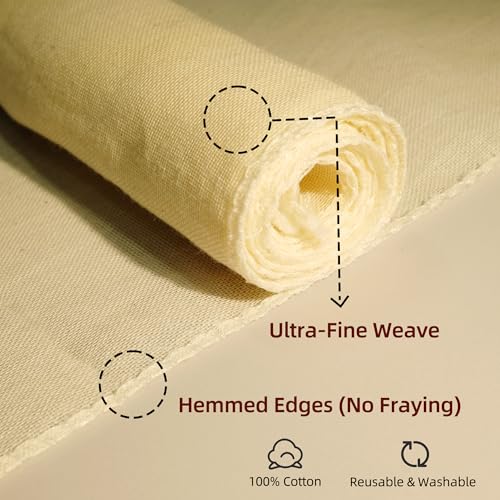 6-Pack Cheesecloth 20x20" Grade 100-100% Unbleached Cotton (Food-Grade), Fine Filtration for Silky Nut Milk & Safe Cheese Making, Reinforced Edges No Lint