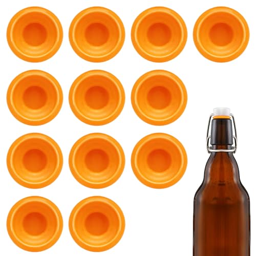12PCs Dopamine color Silicone Gaskets Washers Seals for Cap Swing Flip Top for Home Brew Beer Soda Bottle Sealing (Tangerine Orange) - color: Tangerine Orange