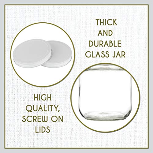 kitchentoolz 6 Pack-Half Gallon Glass Mason Jar Wide Mouth with Airtight Metal Lid -Fermenting Kombucha Kefir - Curing Pickling, Storing and Canning - BPA-Free Dishwasher Safe, Made in USA - color: White Lid