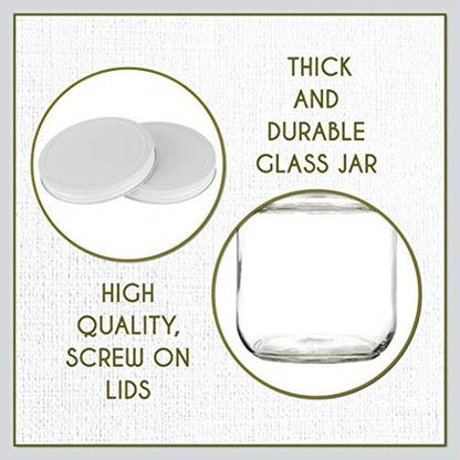 kitchentoolz 6 Pack-Half Gallon Glass Mason Jar Wide Mouth with Airtight Metal Lid -Fermenting Kombucha Kefir - Curing Pickling, Storing and Canning - BPA-Free Dishwasher Safe, Made in USA - color: White Lid
