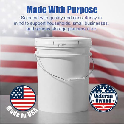 ePackageSupply 5 Gallon Bucket - Food Grade w/Lid BPA-Free, 3 Pack - White | Airtight Gasketed Tear Strip Lid, Heavy-Duty 90 Mil HDPE Plastic Pail, Bulk Storage, Food Safe Durable Container, Made in USA - size: 3 Packs