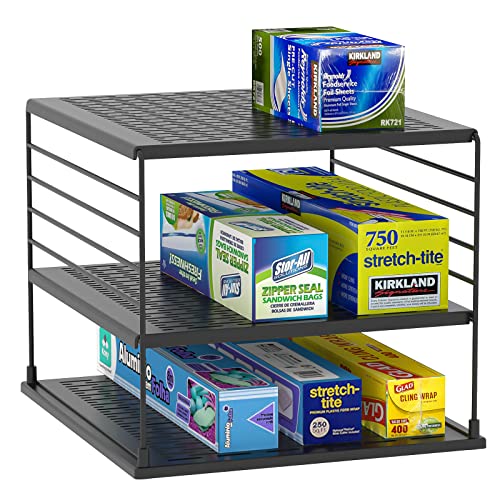 Upgraded Cabinet Organizers and Storage -Divided Compartment Holder for Plastic Bag, Wrap, Foil, Snack and Box for Kitchen and Pantry Organization and Storage, Kitchen Organization(Black) - color: Black