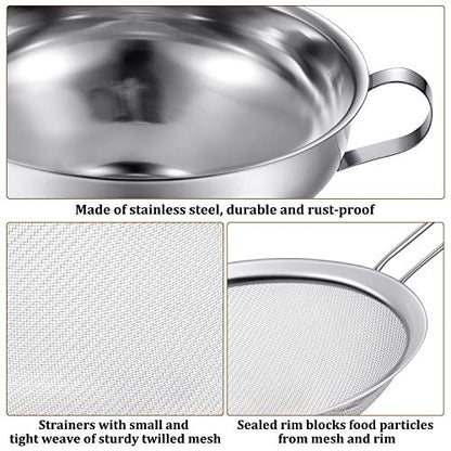 Boao 4 Pcs Stainless Steel Canning Funnels with Fine Mesh Strainer for Narrow Wide Mason Jars Food Grade 1.4 Inch/2.3 Inch Stainless Steel Funnel for Kitchen Use Spices Juices Powder(Silver)