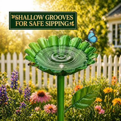 4 Pack Bee Watering Station, Bee Feeder for Garden Metal Butterfly Water Feeder with Flower Design Colorful Butterfly Bee Bath Bowl for Outdoor Garden Yard