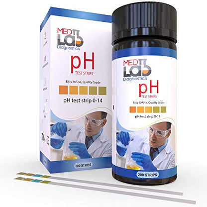 pH Test Strips - 200 Litmus Paper pH Test Strips for Urine and Saliva Level Testing (PHUNIV) - 0 to 14 Universal Plastic pH Strips Drinking Water, Kombucha, Pool, Spa, Hotub, Soap, & Urine and Saliva