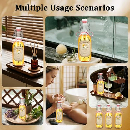10 pack 8 oz vanilla extract bottles swing top glass bottles with lids homemade vanilla small flip top jars with airtight circle clear - color: 10PC-8OZ-Circle