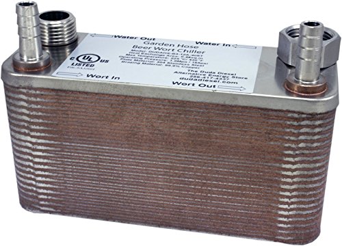B3-12A 40 Plate Beer Wort Chiller Garden Hose x 1/2" Hose Barb 7.5"x2.9"