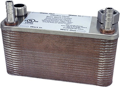 B3-12A 40 Plate Beer Wort Chiller Garden Hose x 1/2" Hose Barb 7.5"x2.9"