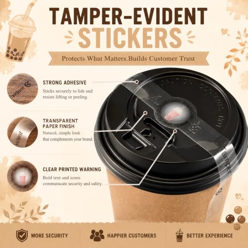 Zonon 600 Pcs Safe Secure Tamper Evident Seals for Drink Lids, Food Delivery Stickers Sealed for Freshness Labels Drink Food Coffee Milk Tea Ice Cream Seal Stickers 600 Pieces Per Roll (Transparent) - color: Transparent