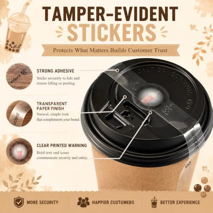 Zonon 600 Pcs Safe Secure Tamper Evident Seals for Drink Lids, Food Delivery Stickers Sealed for Freshness Labels Drink Food Coffee Milk Tea Ice Cream Seal Stickers 600 Pieces Per Roll (Transparent) - color: Transparent