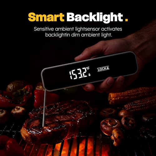 Meat Thermometer Digital, 0.3 Sec Instant Read Food Thermometer for Cooking Kitchen Gadgets, Grilling, BBQ, Air Fryer, Smoker, Candy Essentials Accessories, Gray