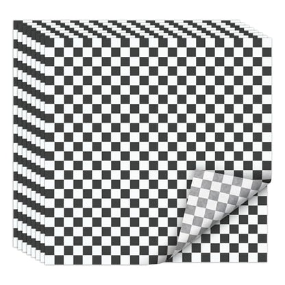 EcoDispose 12 x 12 Inches Grease Proof Deli Paper Precut Sheets for Deli Food, BBQ, Picnic, Party (100 Pcs, Black&White Checker) - size: Black Checker 12"x12"