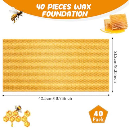 Weysat 40 Pcs Waxed Coated Beehive Foundation Sheets Beehive Wax Coated Foundation for Bee Frames Plastic Beeswax Sheet Bee Hive Equipment Deep Frame(Yellow) - color: Yellow