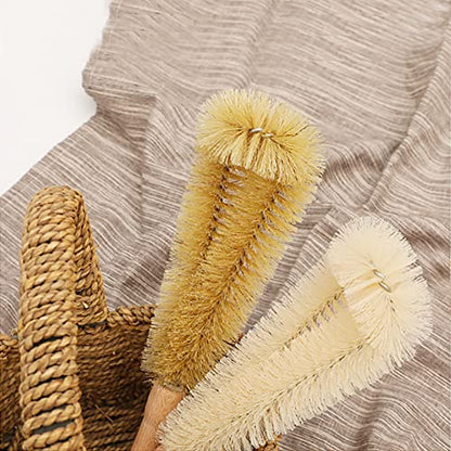 24 inch Extra Long Nylon Brush with 12 inch Bottle Brush, with Wooden Handle, with Lengthened Stainless Steel Pole, for Long Narrow Neck Bottle, Tumbler, Gallon Water Jug, Big Vessels