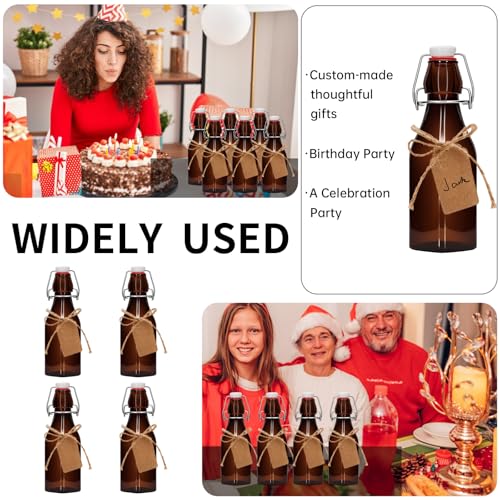 4Pcs 8.5oz square Amber Beer Bottles with Flip Caps,250MLGlass Bottle with Swinging Top for Airtight Lids, Home Brewing and Fermentation Kombucha, Vanilla Extract, Beverage, Water