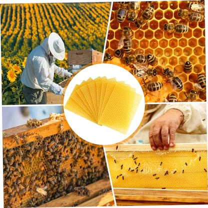 Beeswax Sheets 30Pcs Natural Honeycomb Design Yellow 5.24x3.54 inches