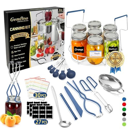 Gemfino Canning Supplies Starter Kit with Canning Rack,Canning Kit for Beginners - color: Blue