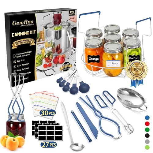 Gemfino Canning Supplies Starter Kit with Canning Rack,Canning Kit for Beginners - color: Blue