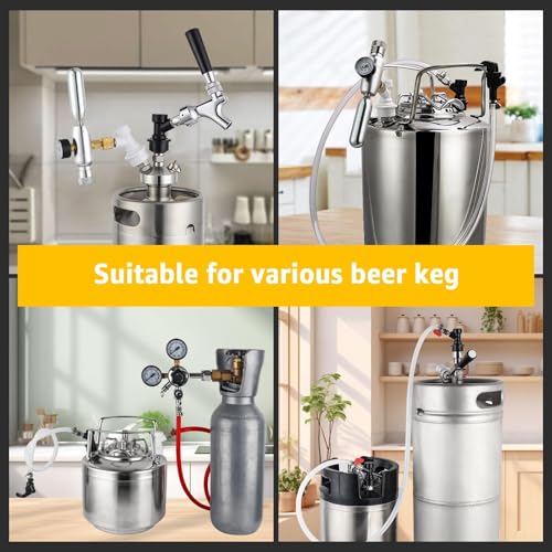 Ball Lock Keg Fittings Beer Corny Keg Connectors Set Corny Keg Replacement Parts with 5/16" Gas & 1/4" Liquid Barbs and 19/32-18 Female Thread Stainless Steels Gas Liquid Post