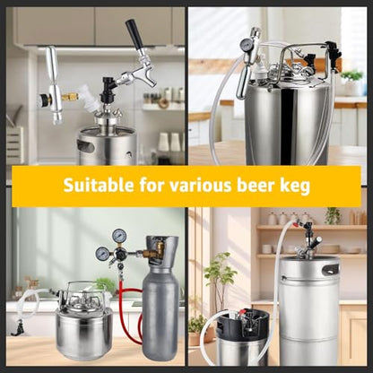 Ball Lock Keg Fittings Beer Corny Keg Connectors Set Corny Keg Replacement Parts with 5/16" Gas & 1/4" Liquid Barbs and 19/32-18 Female Thread Stainless Steels Gas Liquid Post