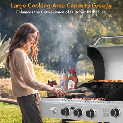 Electactic 3-Burner Propane Gas BBQ Grill with Side Burner,Stainless Steel Grill with Porcelain-Enameled Grates,34000 BTU Barbecue Grill, Suitable for Outdoor Cooking,Camping,Patio Backyard - size: 3 Burner Gas Grills with Side Burner