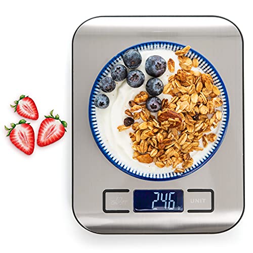 Moss and Stone Digital Kitchen Scale Food Multifunction Accuracy Digital Scale LCD Display 11 Lb 5 Kg, Food Scales Digital Weight Grams and Oz, Baking Scale, Stainless Steel Small Food Scale