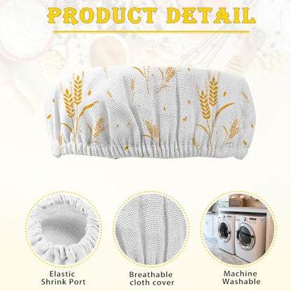 Wheat Harvest Bread 5-Pack Cloth Covers for Sourdough Starter Jar, Cloth Covers Reusable Lid Top Cover Sourdough Proofing Bread Fermentation Baking Supplies for 3-4 Inch Jar Mouth - color: Wheat Harvest Bread