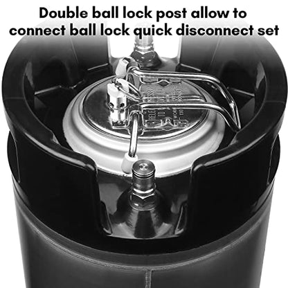 TMCRAFT New 3 Gallon Ball Lock Keg, Stainless Steel Beer Keg with Dual Rubber Handle for Home Brew