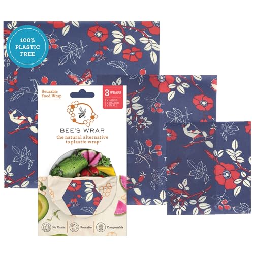 Bee's Wrap Beeswax Wraps for Food - 3 Pack of Assorted Beeswax Wraps - Small, Medium & Large Wrap - Plastic Free Made in USA Reusable Natural Food Wrap - Botanical Print - style: 3 Pack (Botanical)
