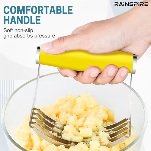 Rainspire XL Pastry Cutter For Baking, Heavy Duty Pastry Blender Stainless Steel, Thick Sharp Blades Dough Blender, Dough Cutter Butter Cutter Pastry for Easy Mixing, Dishwasher Safe (Yellow) - color: Yellow