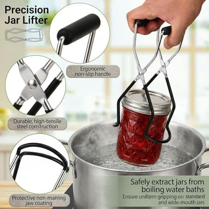 Canning Supplies Starter Kit Canner Tools for Water Bath and Pressure Canning Utensil Set includes Jar Lifter, Tongs, Funnel, Wrench, Lid Lifter for Beginners - color: Canning supplies kits