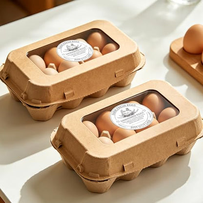 PANTIDE Farm Fresh Eggs Carton Labels Stickers - 500 Count Unwashed Eggs Packaging Adhesive Round Decal Roll, Market Egg Handling Sticker Collected Date for Chicken Quail Duck (2 x 2 Inch, White) - color: Eggs White