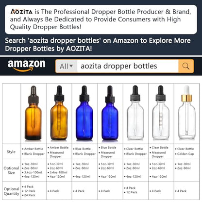 AOZITA 24 PCS, 1 oz Dropper Bottles for Essential Oils with 6 Funnels & 1 Long Glass Dropper - 30ml Amber Glass Bottle with Eye Droppers - Tincture Bottles, Leak Proof Travel Bottle for Liquids - size: 1 OZ