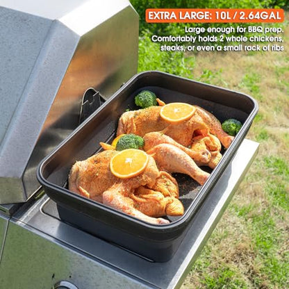 Silicone Collapsible Marinating Container with Lid for Meat, 2.64Gal/10L, 2 Pack Extra Large Collapsible BBQ Prep Tub, Transparent Locking Lid, XL Grill Prep Trays & Carry System, BBQ Must-Have, Black - color: Black | 2 Pack | 2.64 Gal