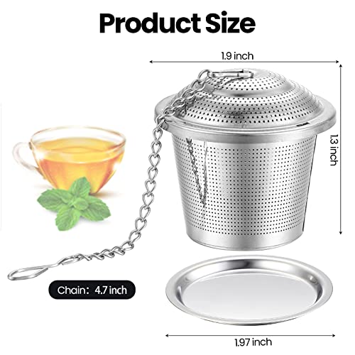 Zopeal 9 Pcs Tea Infuser Stainless Steel Strainer with Extended Chain Hook and Saucer Loose Leaf Steeper Fine Mesh Ball Tea Filter for Brew Spices Seasonings Fits Cup Mug Bottle (Medium) - style: Medium