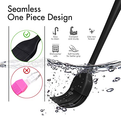 HOTEC 600℉ Heat Resistasnt Basting Brushes, BPA Free Silicone Pastry Brush, Spread Oil Butter Sauce Marinades for BBQ Grill Barbecue Baking Kitchen Cooking Dishwasher Safe (Black 2) - color: Black 2