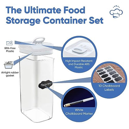 Chef's Path Large Airtight Food Storage Containers with White Lids, Set of 4, 3.2L, 109Oz, Kitchen and Pantry Canisters for Pasta, Cereal, Noodles, and Flour Storage - Transparent - color: Pack of 4 - 3.2L (White)