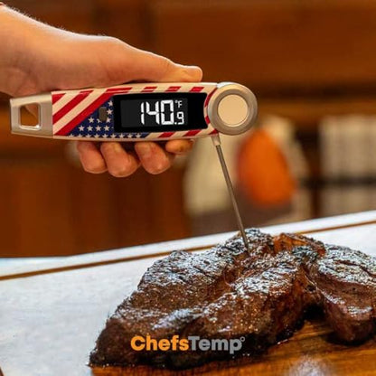 Finaltouch X10 Instant Read Digital Meat Thermometer NSF Certified Waterproof Professional for Cooking Grilling BBQ Baking Candy Oil with Rotating Probe and Backlit Display (Patriotic Limited Edition) - color: Patriotic Limited Edition