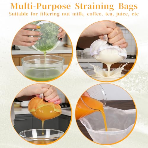 6PCS Cheese Cloth Bags for Straining, Bowl-Shaped Reusable Nylon Cheese Cloth Filter Bag, Fine Mesh Cheesecloth for Cooking Nut Milk, Juice, Dumpling Fillings, Cooking (S)