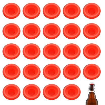 24 PCs Silicone Gaskets Washers Seals for Cap Swing Flip Top Bottle-Red for Home Brew Beer Soda Bottle Sealing (Red Full Cover) - color: Red Full Cover