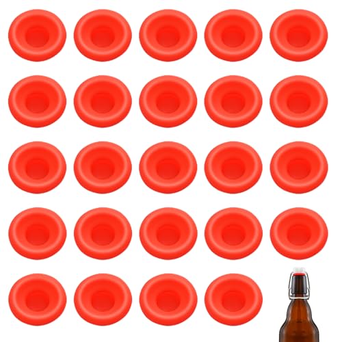 24 PCs Silicone Gaskets Washers Seals for Cap Swing Flip Top Bottle-Red for Home Brew Beer Soda Bottle Sealing (Red Full Cover) - color: Red Full Cover