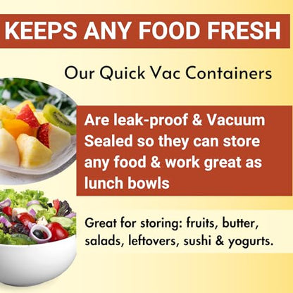 The Quick Vac: Only Airtight Vacuum Sealed Cheese Saver Container - Perfect For Keeping Cheddar, Parmesan, Shredded, Sliced, Grated, Blue, Swiss, Cottage & Cream Cheese in the Fridge
