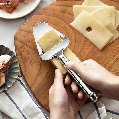 2 Pack Cheese Slicers, AIDOIT Stainless Steel Wire Cheese Slicer with Cheese Plane Tool, Adjustable Thickness Cheese Cutter with 8 Extra Wires for Soft, Semi-Hard, Hard Cheeses - color: Silver-a