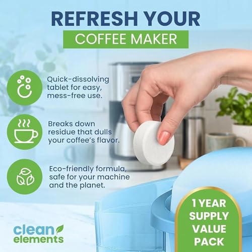 Coffee Machine Cleaner Tablets 24 Pack 5g per Tablet - Deep Cleaning Descaler for DeLonghi Philips Nespresso Breville Keurig - Food Grade Safe Formula Removes Oil Residue & Odor