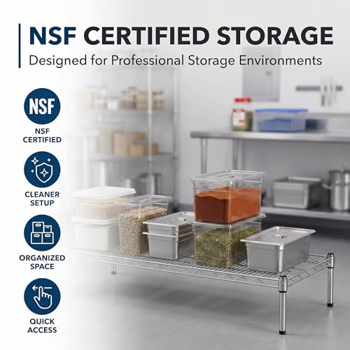 21" x 72" x 14" Chrome Wire Storage Shelf, Dunnage Rack, Commercial 1 Tier Small Shelf - color: Silver, size: 21"D x 72"W x 14"H