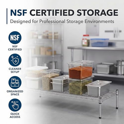 30" x 60" x 8" Chrome Wire Storage Shelf, Dunnage Rack, Commercial 1 Tier Small Shelf - color: Silver, size: 30"D x 60"W x 8"H