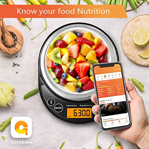 UNIWEIGH Smart Digital Food Scale Grams and Ounces Kitchen Scale 0.1g/3kg | Scale with Nutritional Calculator,Food Weight Scale for Weight Loss,Keto, Macro,Calorie,Meal Prep,6 units,LCD display