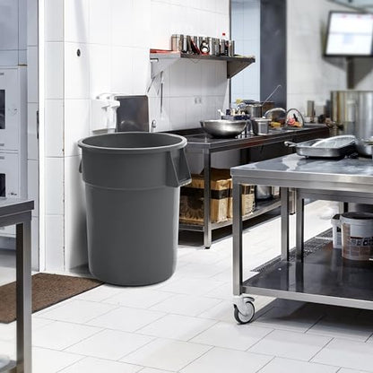 PRO&Family Commercial Round Trash Can, Ingredient Bin, Heavy-Duty Plastic, Anti-Static, Kitchen, Office, Outdoor Use (Gray, 55 Gallon) - color: Gray, size: 55 Gallon