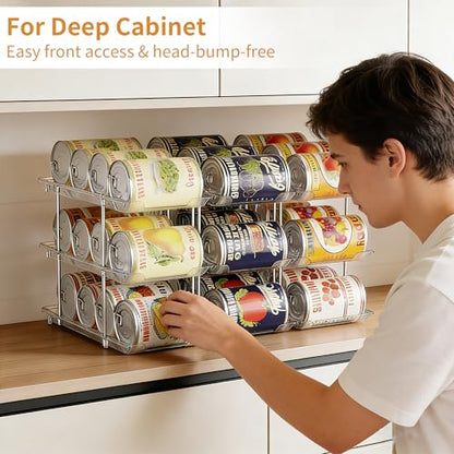 LXLXXL Can Organizer For Pantry Canned Food Goods Organizer For Cabinet Clear Automatic Rolling Can Storage Organizer Pantry Holders Rack, Holds Up to 48 Cans - size: 4Tier*3