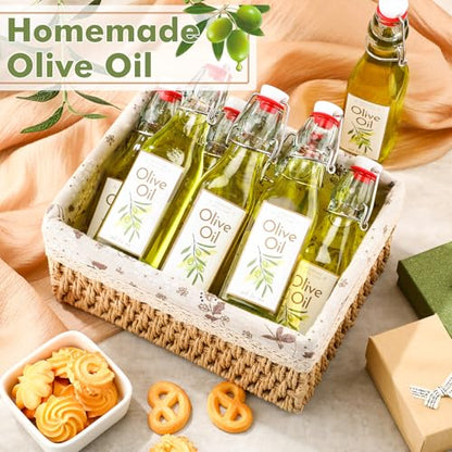 Havawish 16 Pcs 8 oz Mini Olive Oil Bottles Homemade Swing Top Clear Flip Top Bottles with Airtight Lids Labels for Storing Homemade Olive Oil Wedding Baby Shower Favors(Square) - style: Square